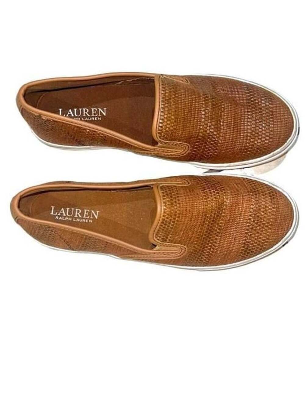 Lauren Ralph Lauren Janis Woven Slip-On Sneakers Tan Size 7.5